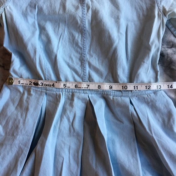 GAP Light Wash Denim Short Sleeve Pleated Dress - Picture 5 of 7